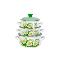 Набор кастрюль Керченская эмаль Марианна-1, 3 шт, 1500/2000/3000 мл, сталь, с крышкой, белый/зеленый/желтый Набор кастрюль Керченская эмаль Марианна-1, 3 шт, 1500/2000/3000 мл, сталь, с крышкой, белый/зеленый/желтый