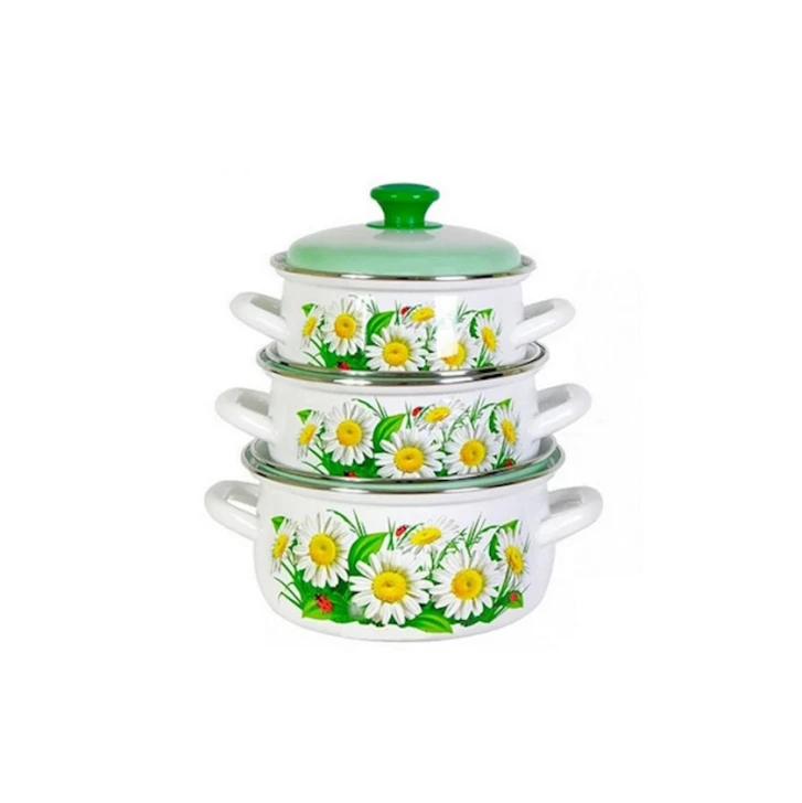 Набор кастрюль Керченская эмаль Марианна-1, 3 шт, 1500/2000/3000 мл, сталь, с крышкой, белый/зеленый/желтый Набор кастрюль Керченская эмаль Марианна-1, 3 шт, 1500/2000/3000 мл, сталь, с крышкой, белый/зеленый/желтый