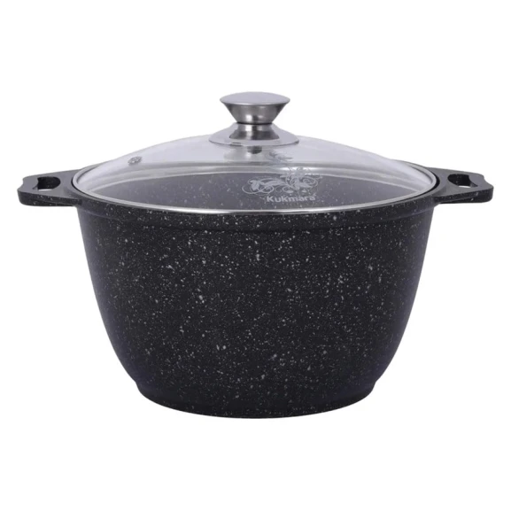 Кастрюля Kukmara Мраморная kmt32a, с крышкой, алюминий, черная, 24 см, 3 л Кастрюля Kukmara Мраморная kmt32a, с крышкой, алюминий, черная, 24 см, 3 л