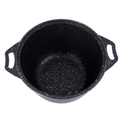 Кастрюля Kukmara Мраморная kmt32a, с крышкой, алюминий, черная, 24 см, 3 л