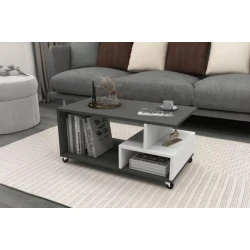 Журнальный стол TV Stend M8, ламинат, белый/антрацит, 90x50x45 см