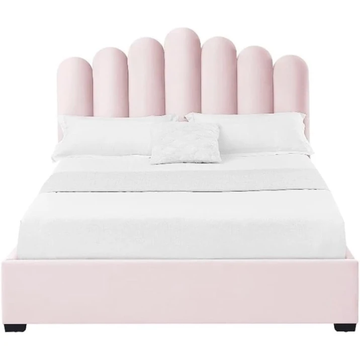 Bir nəfərlik çarpayı Art_tek_yataq 92, laminat/parça, çəhrayı, 85x90x200 sm