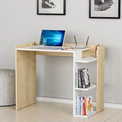 Компьютерный стол Art Mebel House 130, белый/светло-коричневый, 75x120x60 см