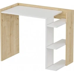 Компьютерный стол Art Mebel House 130, белый/светло-коричневый, 75x120x60 см