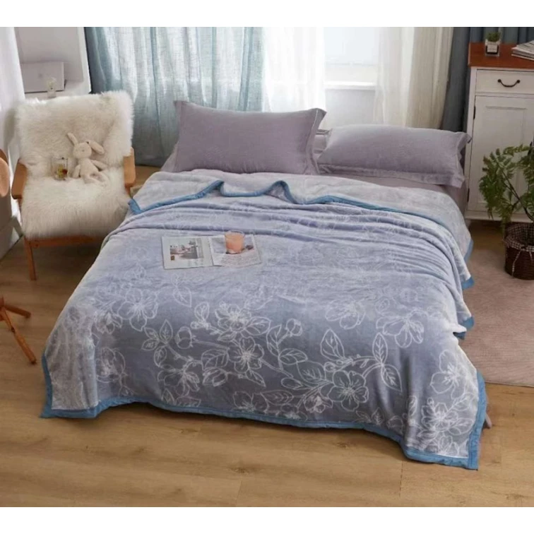 Плед Maison Dor, 150x200 см, односпальный, бамбук, голубой/белый.