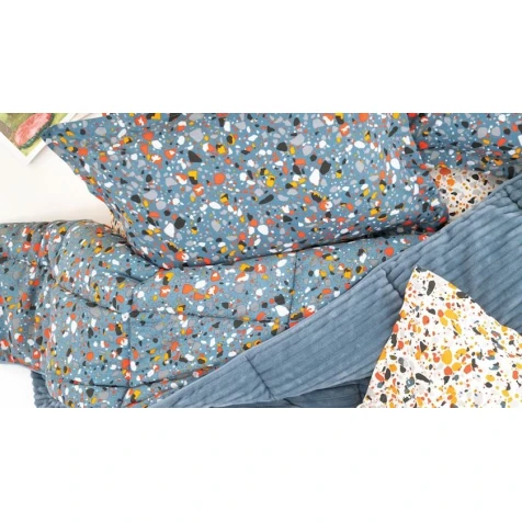 Комплект постельного белья Yataş Terazzo Triola, одеяло 155x215 см, простыня 100x200 см, наволочка 50x70 см, односпальный, хлопок/полиэстер, Indigo