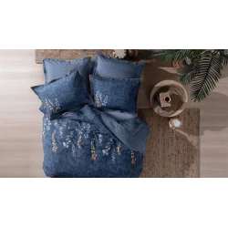 Комплект постельного белья Yataş Petal пододеяльник 200x220, простыня 240x260, наволочки 50x70, двуспальный, синий