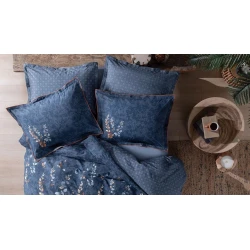 Комплект постельного белья Yataş Petal пододеяльник 200x220, простыня 240x260, наволочки 50x70, двуспальный, синий