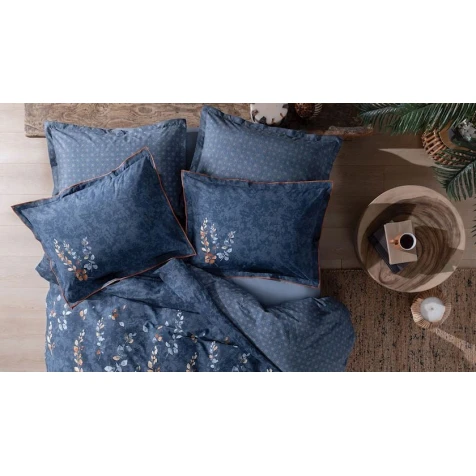 Комплект постельного белья Yataş Petal пододеяльник 200x220, простыня 240x260, наволочки 50x70, двуспальный, синий
