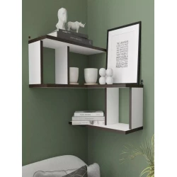 Настенная полка Art Mebel 109, ламинат, 85х45х25 см, белая/коричневая Настенная полка Art Mebel 109, ламинат, 85х45х25 см, белая/коричневая