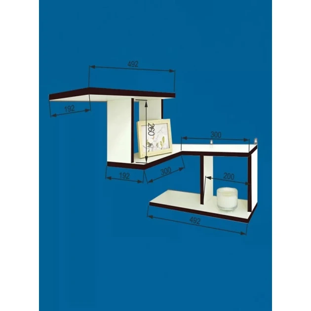Настенная полка Art Mebel 109, ламинат, 85х45х25 см, белая/коричневая Настенная полка Art Mebel 109, ламинат, 85х45х25 см, белая/коричневая
