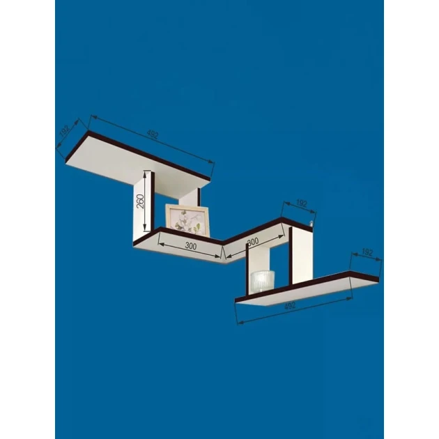 Настенная полка Art Mebel 109, ламинат, 85х45х25 см, белая/коричневая Настенная полка Art Mebel 109, ламинат, 85х45х25 см, белая/коричневая
