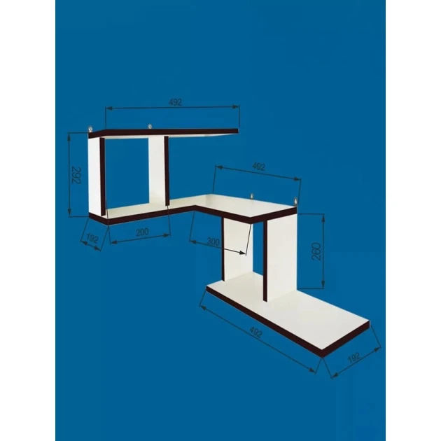 Настенная полка Art Mebel 109, ламинат, 85х45х25 см, белая/коричневая Настенная полка Art Mebel 109, ламинат, 85х45х25 см, белая/коричневая