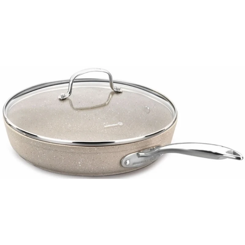Сковородка Korkmaz Granita A1265, 2.5 л, 26x5 см, с крышкой, алюминий с антипригарным покрытием, Бежевый