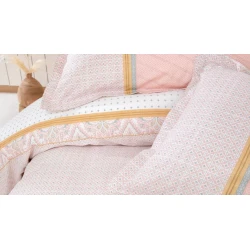 Комплект постельного белья Yataş Macbeth, пододеяльник 200х220 см, простыня 240х260 см, наволочка 50х70 см (2 шт), двуспальный, хлопок, розовый