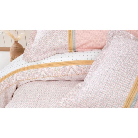 Комплект постельного белья Yataş Macbeth, пододеяльник 200х220 см, простыня 240х260 см, наволочка 50х70 см (2 шт), двуспальный, хлопок, розовый