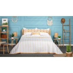 Örtük Pima Cotton, 170x230 sm, bir yarım, ağ/narıncı