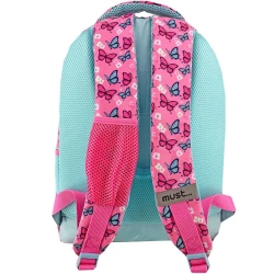 Школьный рюкзак Must 584500 полиэстер, розовый/голубой, для девочек, 32x18x43 см