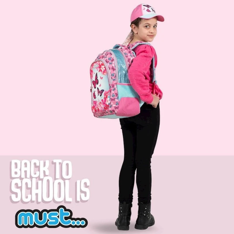 Школьный рюкзак Must 584500 полиэстер, розовый/голубой, для девочек, 32x18x43 см Школьный рюкзак Must 584500 полиэстер, розовый/голубой, для девочек, 32x18x43 см