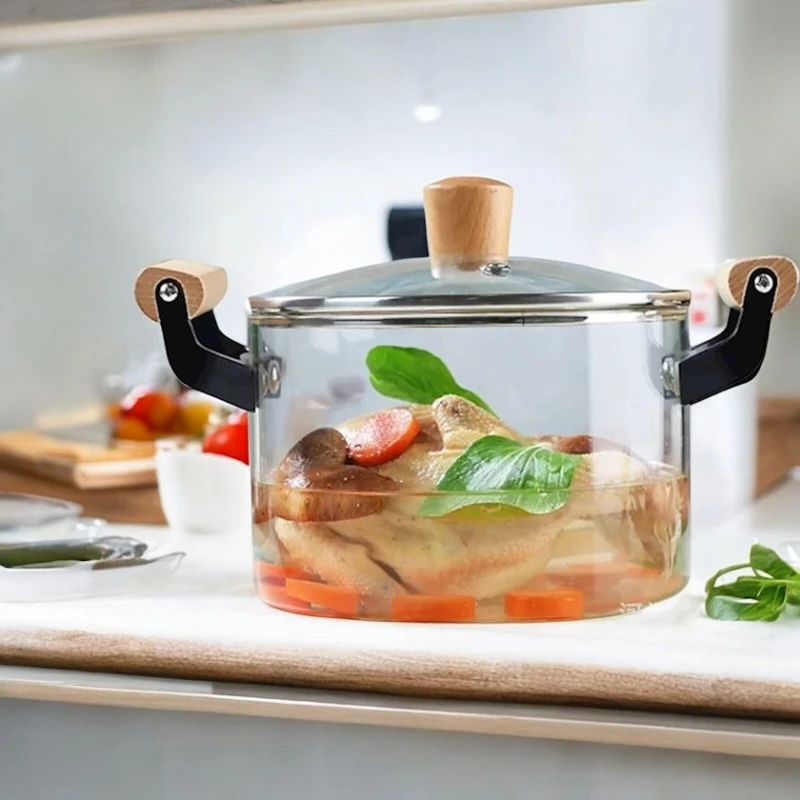 Qazan BTC-025, iki tutacaqlı, şüşə, şəffaf, 20x14 sm