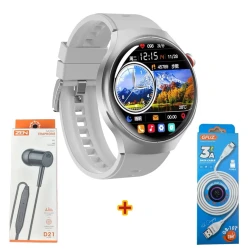 Смарт часы Smart Watch G7 Max Silver Silicone + Проводные наушники ZEN D21 + Кабель USB GFUZ GB-10T USB to Type-C В подарок