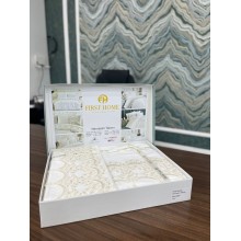 Yataq dəsti FIRST HOME, satin, pambıq, ikinəfərlik, yorğan üzü 200x220 sm, mələfə 250x250 sm, 2 əd yastıq üzü 50x70 sm, Orkide/İnci/Menekşe/Manolya/Pandora/Fleur Satin/güpürlü model - TP-TK-232