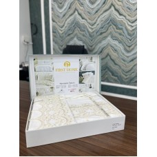 Yataq dəsti FIRST HOME, satin, pambıq, ikinəfərlik, yorğan üzü 200x220 sm, mələfə 250x250 sm, 2 əd yastıq üzü 50x70 sm, Orkide/İnci/Menekşe/Manolya/Pandora/Fleur Satin/güpürlü model - TP-TK-232