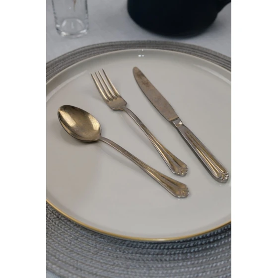 Набор десертных столовых приборов Kutahya Porselen Lugga Maya, 18 предметов, 6 персон, нержавеющая сталь, золотистый Набор десертных столовых приборов Kutahya Porselen Lugga Maya, 18 предметов, 6 персон, нержавеющая сталь, золотистый