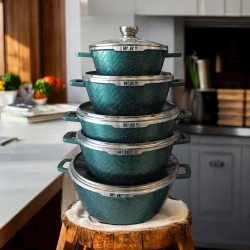 Набор кастрюль W.K 438, гранит, зеленый, 20/24/28/28/32 см