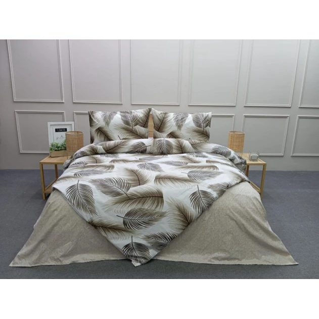 Комплект постельного белья MiraNova DMTZ-065, простыня 160х240 см, пододеяльник 160х220 см, наволочка 50х70 см, односпальный, белый/бежевый