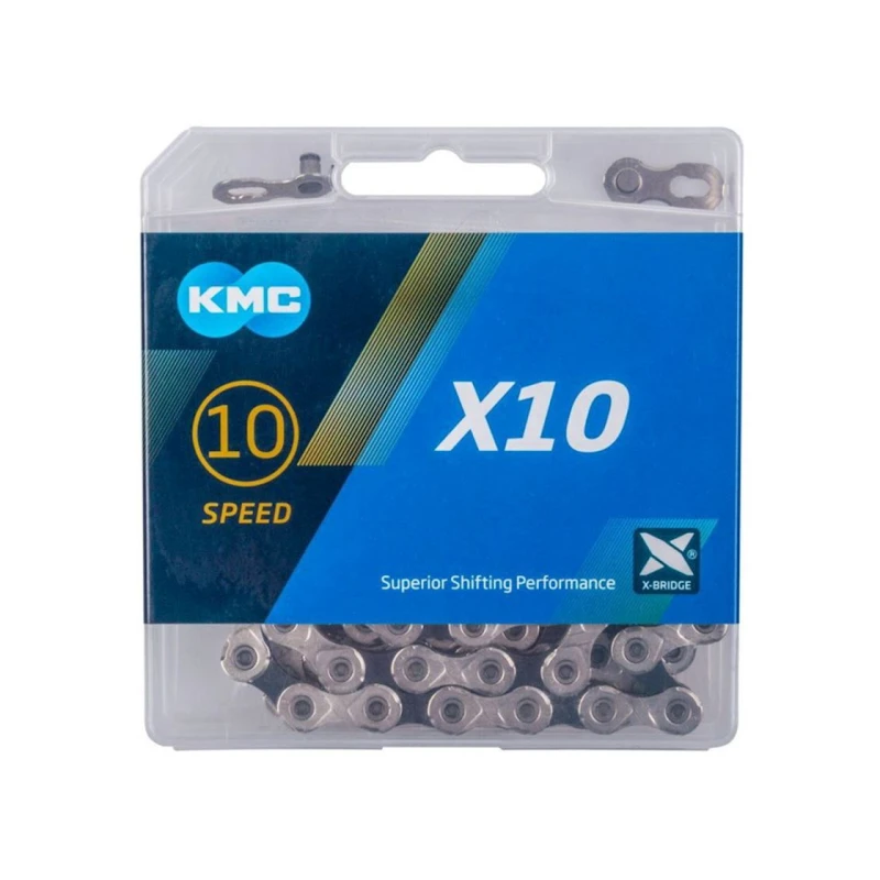 Цепь велосипедная KMC 0253, серебристая, 10 скоростей