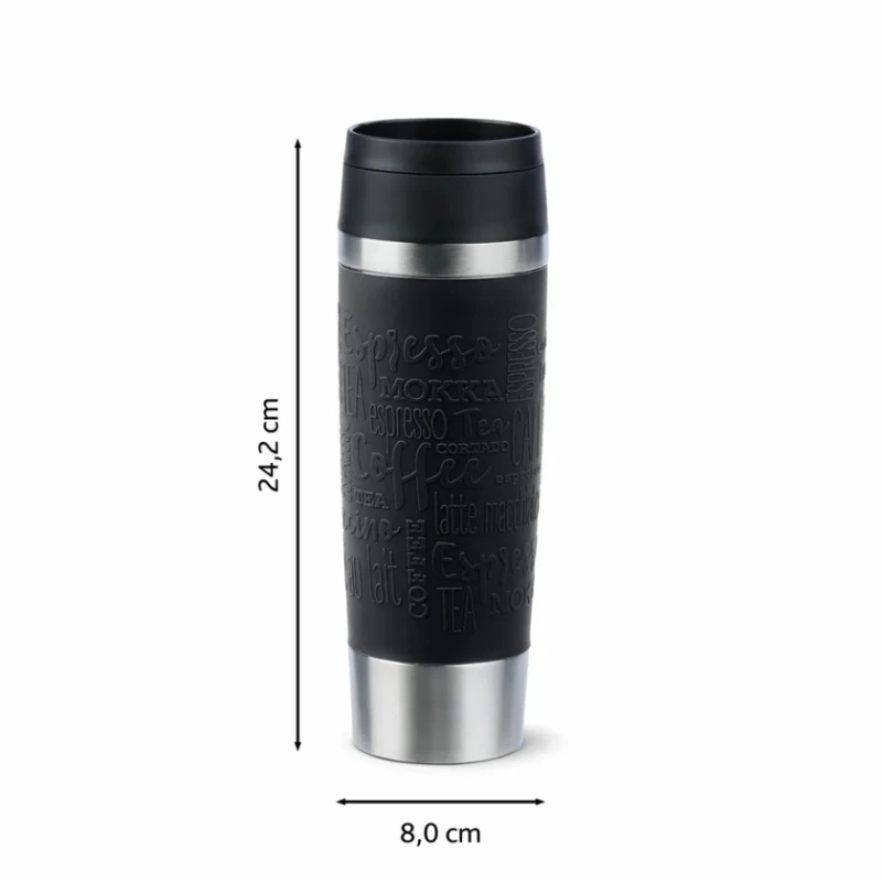 Термочашка Tefal Travel, нержавеющая сталь, черная, 24.2х8 см