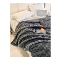 Örtük-şal Annaberry PH-100021, 220x240 sm, ikinəfərlik, süni xəz/poliester/flis, boz