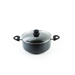 Кастрюля Hom-me 101212, 24 см, 5.2 л, алюминий, черный