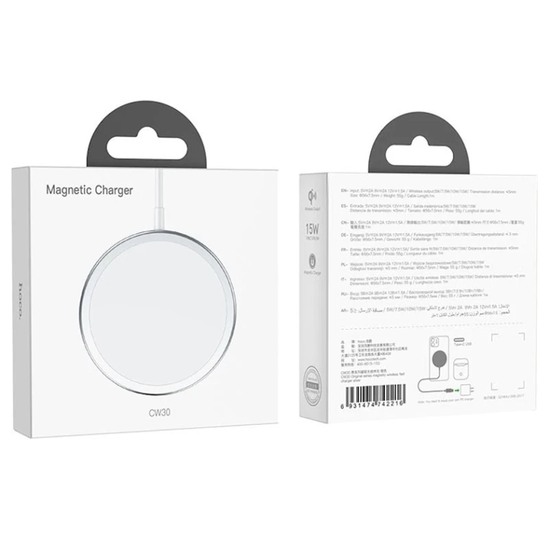 Сетевое зарядное устройство Hoco CW30 Pro Magnetic Wireless, Белый Сетевое зарядное устройство Hoco CW30 Pro Magnetic Wireless, Белый