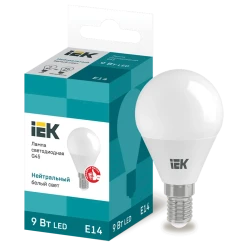 Светодиодная лампа IEK G45 E14 9W 4000K