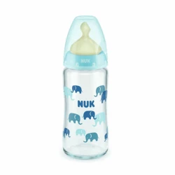 Qidalanma üçün qab Nuk First Choice+, 240 ml, 0-6 ay, M ölçü, şüşə/lateks, məhsul çeşiddə