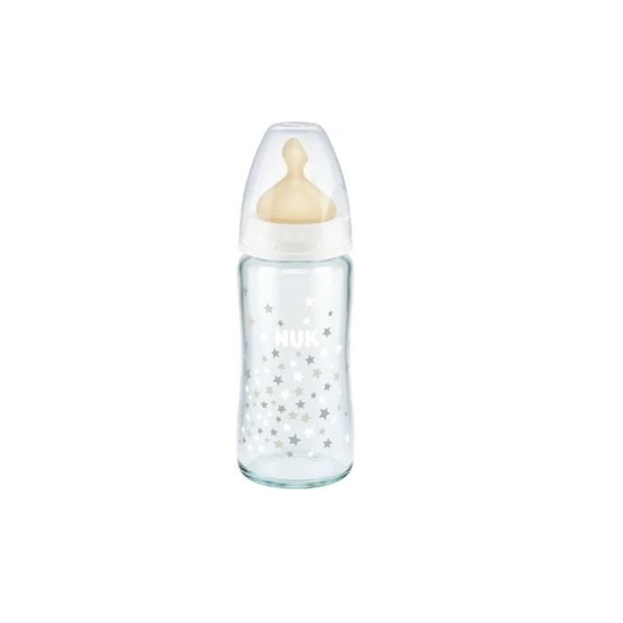 Qidalanma üçün qab Nuk First Choice+, 240 ml, 0-6 ay, M ölçü, şüşə/lateks, məhsul çeşiddə Qidalanma üçün qab Nuk First Choice+, 240 ml, 0-6 ay, M ölçü, şüşə/lateks, məhsul çeşiddə