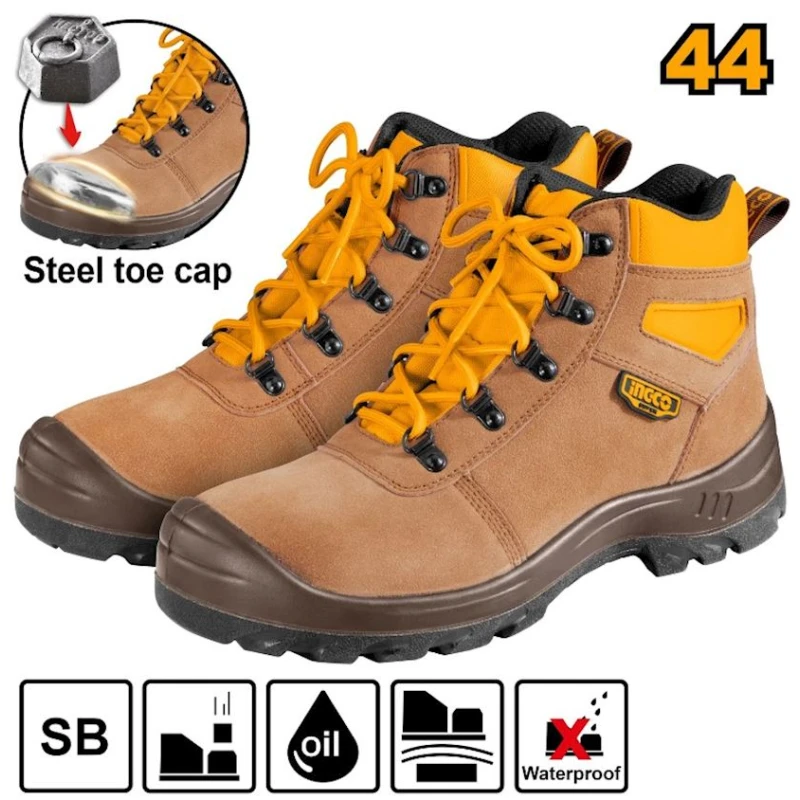 Ботинки Ingco SSH02SB.44, коричневый, сталь/полиуретан, размер 44