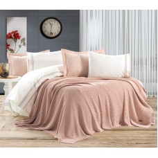 Yataq dəsti Armada Home 15AB, ikinəfərlik, yorğan üzü 200x220 sm, mələfə 240x260+30 sm, yastıq üzü 50x70 sm (2 əd), 60x80 sm (2 əd), toxunma yorğan 220x240 sm, pambıq, ağ/çəhrayı