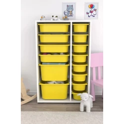 Шкаф для игрушек Pratico I39039, белый/желтый, 30x69.5x109 см