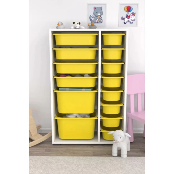 Шкаф для игрушек Pratico I39039, белый/желтый, 30x69.5x109 см Шкаф для игрушек Pratico I39039, белый/желтый, 30x69.5x109 см