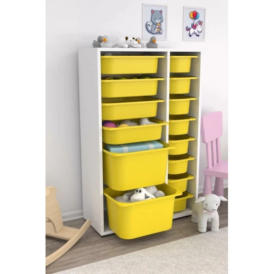 Шкаф для игрушек Pratico I39039, белый/желтый, 30x69.5x109 см Шкаф для игрушек Pratico I39039, белый/желтый, 30x69.5x109 см