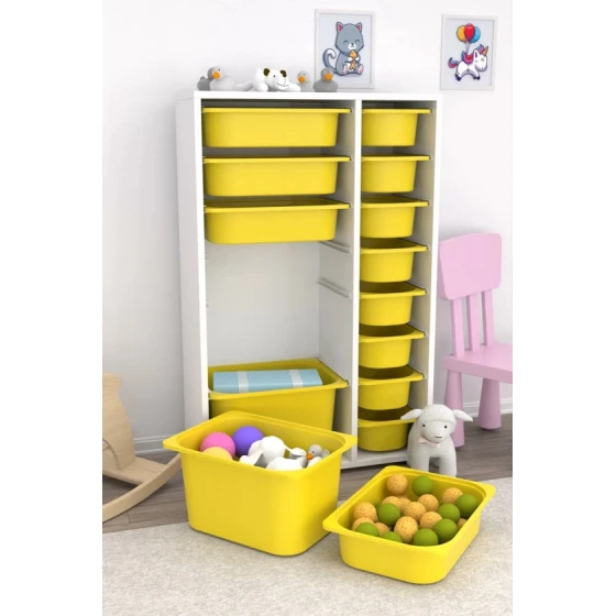 Шкаф для игрушек Pratico I39039, белый/желтый, 30x69.5x109 см Шкаф для игрушек Pratico I39039, белый/желтый, 30x69.5x109 см