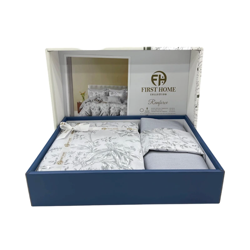 Комплект постельного белья First Home SHA-00002725, пододеяльник 200x220 см, простыня 250x250 см, 2 шт наволочки 50х70 см, евро, хлопок, разноцветный