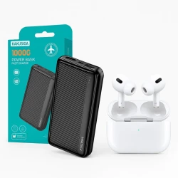 Внешний аккумулятор Kaku KSC-1084 10000mAh черный + беспроводные наушники, белый, подарок