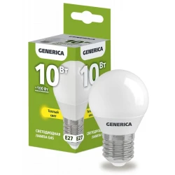Лампа светодиодная Generica G45 E27, 10Вт, 3000К