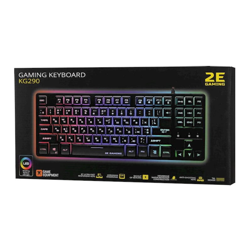 Клавиатура 2E Gaming Keyboard KG290 87 keys LED USB Black UKR Клавиатура 2E Gaming Keyboard KG290 87 keys LED USB Black UKR