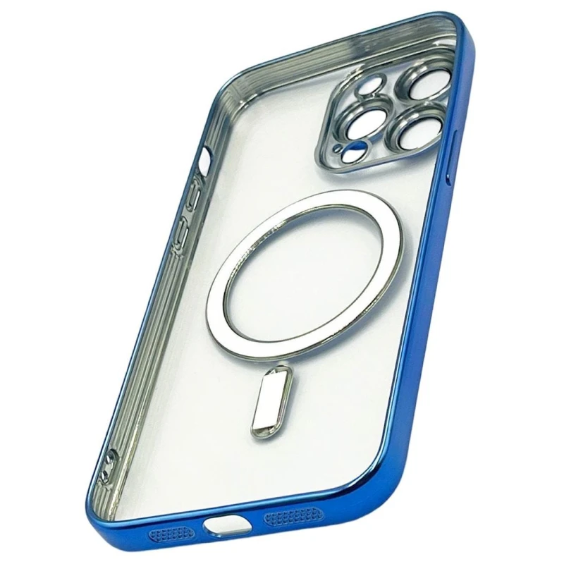 Чехол 888_store_548 MagSafe для Apple iPhone 15 Pro Max Синий/Прозрачный