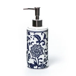 Дозатор для жидкого мыла Hom-me 100120, 7.2x7.2x20 см, керамика, белый/синий Дозатор для жидкого мыла Hom-me 100120, 7.2x7.2x20 см, керамика, белый/синий
